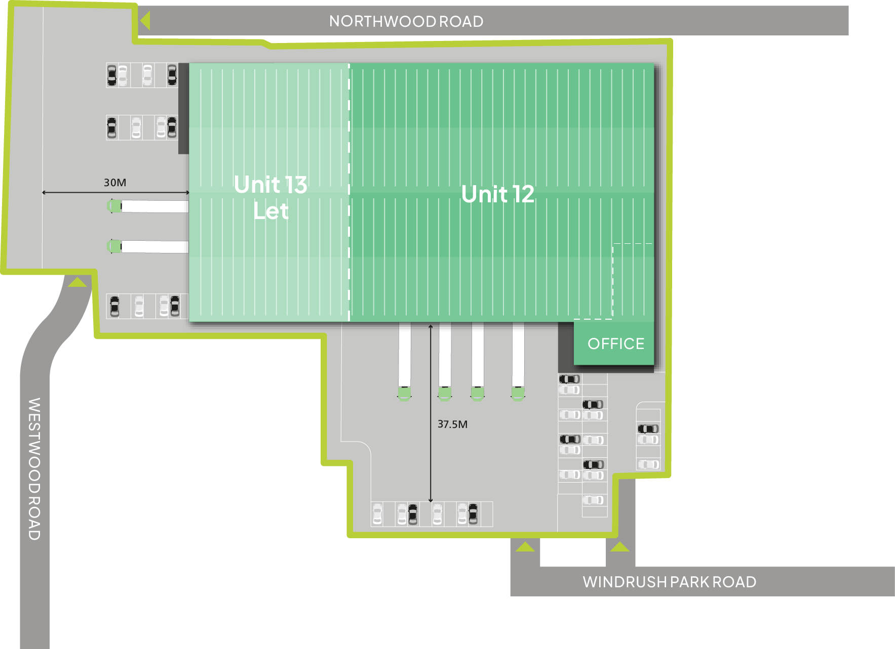 Site plan showing units 12 and 13