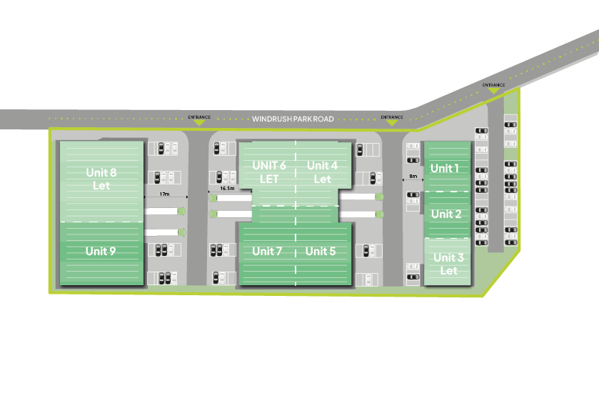 Gateway site plan showing units 1 to 9