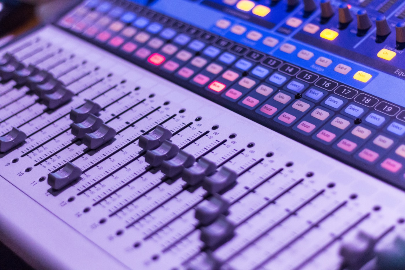 Radio station mixing desk